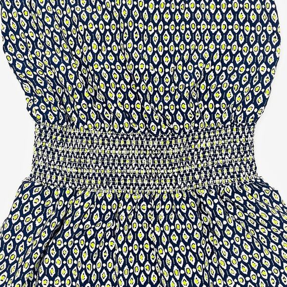 Joie Lawska Mini Dress Medium Blue Silk Geometric Casual Boho Chic Softcore - Picture 8 of 14